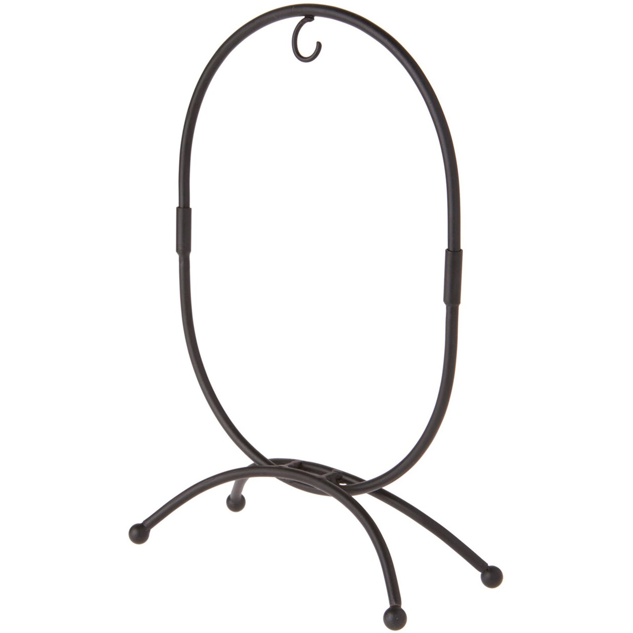 Bard's Oval Shaped Black Wrought Iron Ornament Stand, 11" H x 7.25" W x 7.25" D